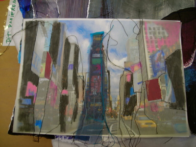 Foto New York bewerkt met textiel